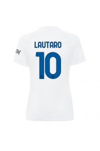 Inter Milan Lautaro Martinez #10 Fotballdrakt Borte Klær Dame 2023-24 Korte ermer